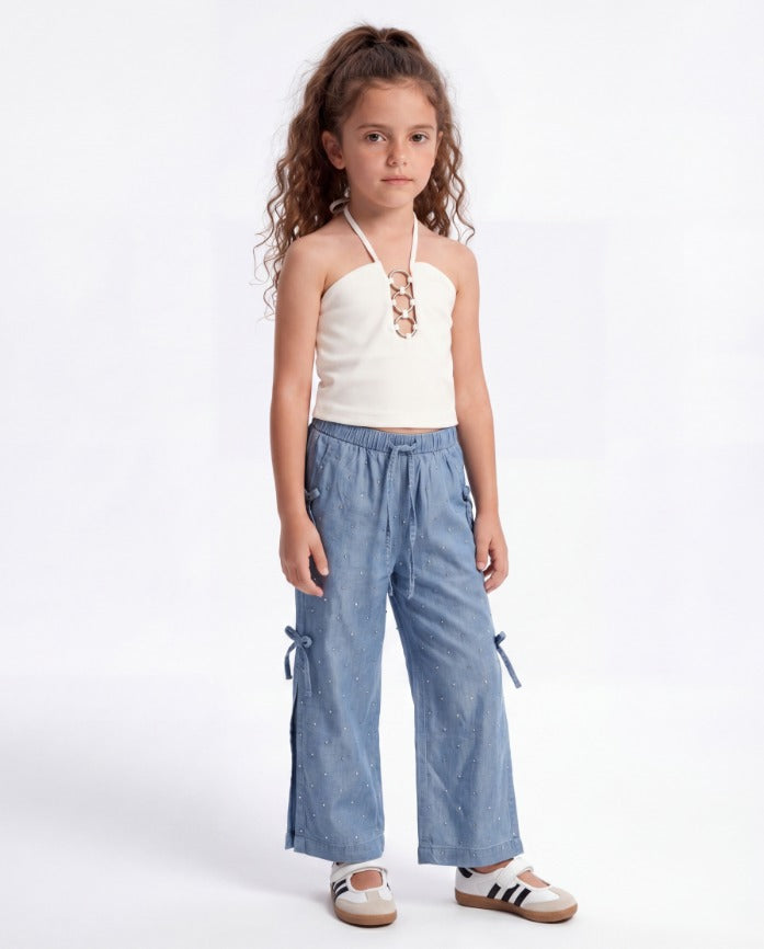 Girl metal hoops halter top