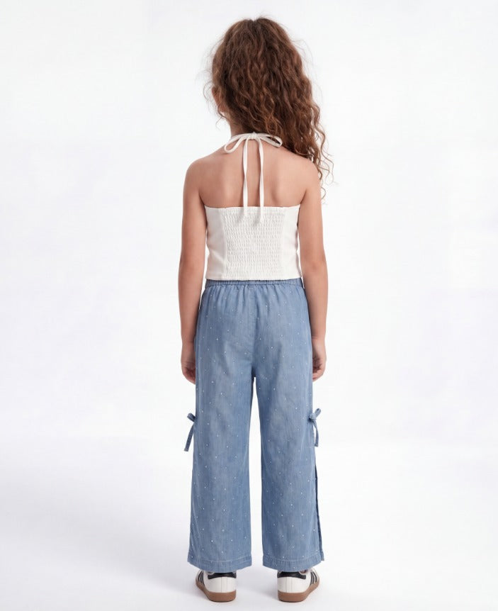 Girl metal hoops halter top