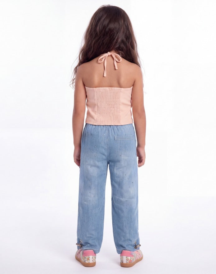 Girl metal hoops halter top