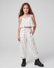 Girl polka puffed crop top