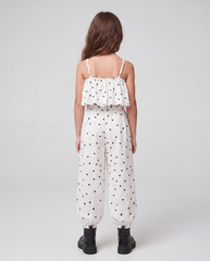 Girl polka puffed crop top
