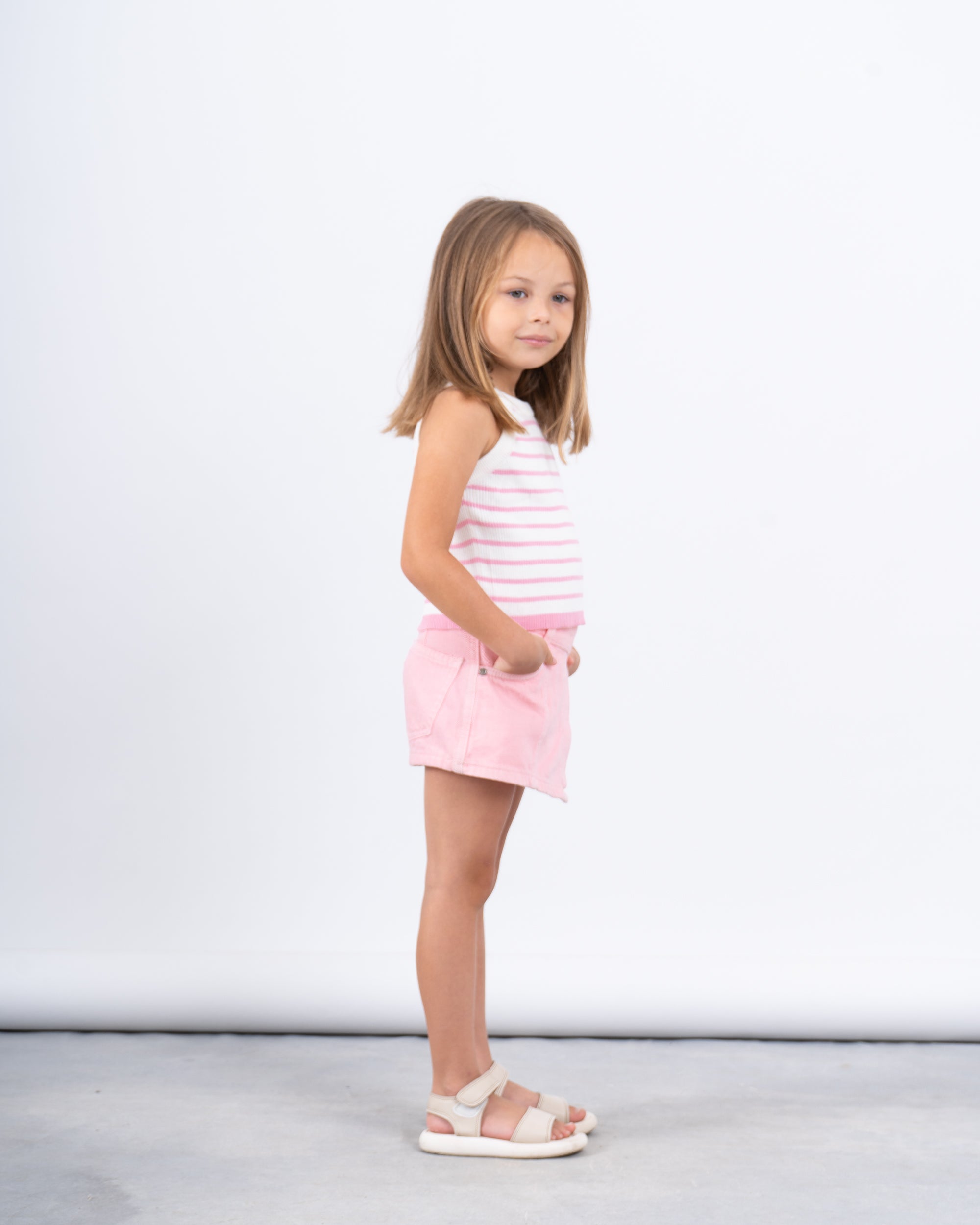 Girl knit striped tank top
