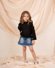 Girl knit open shoulder top