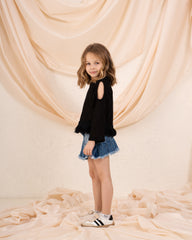 Girl knit open shoulder top