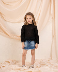 Girl knit open shoulder top