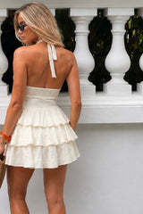 Teens ruffles halter dress