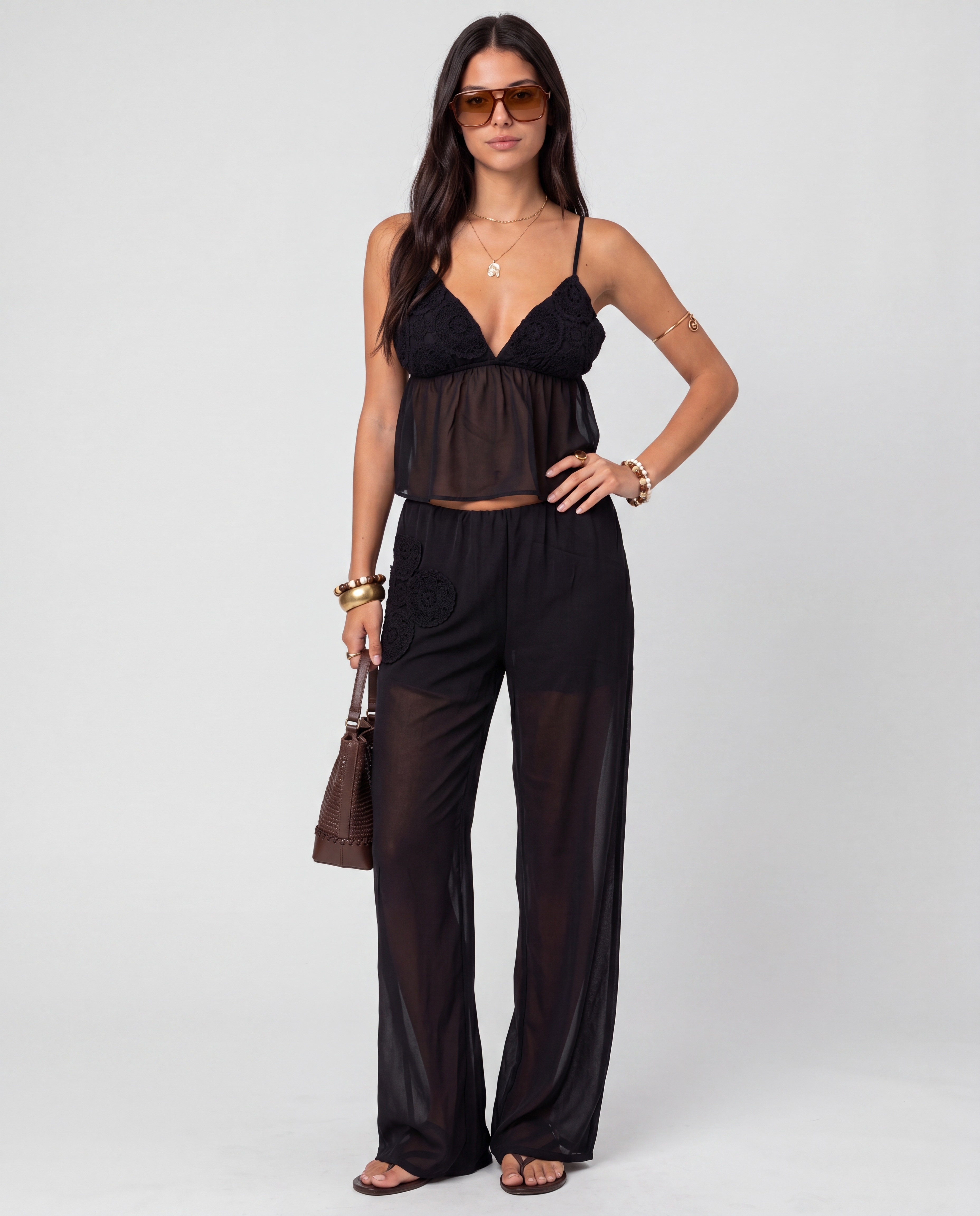 Teens crochet patch pants