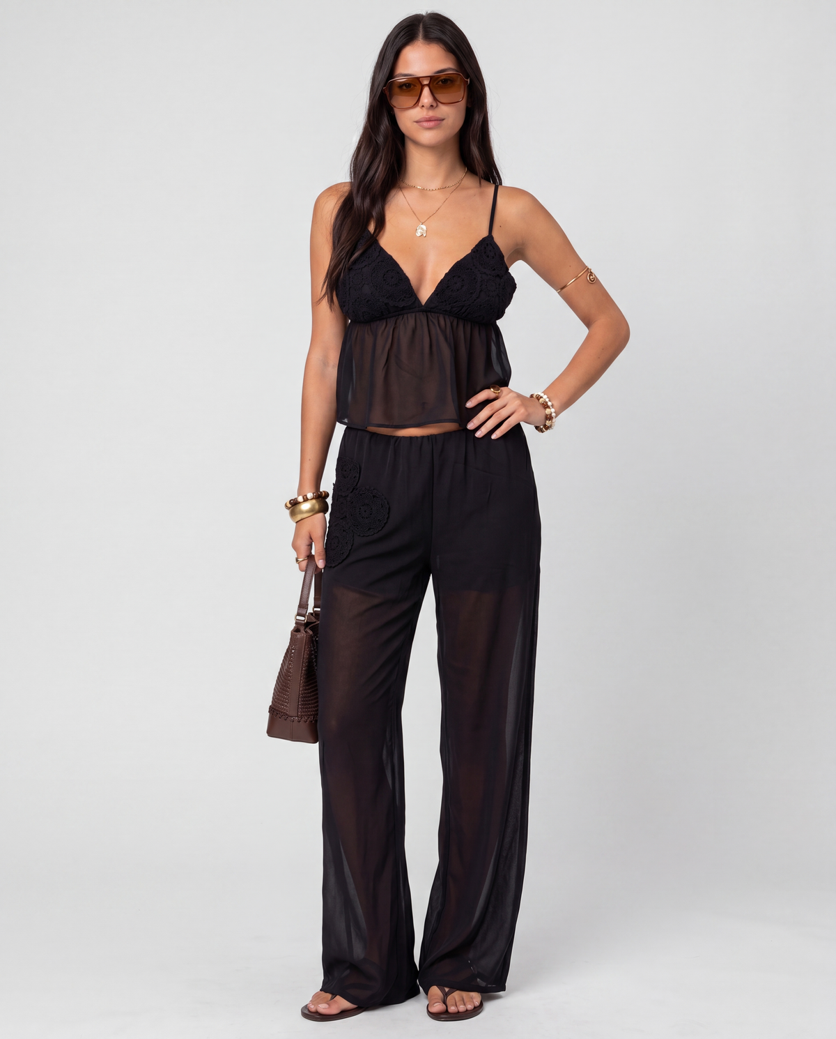 Teens crochet patch pants