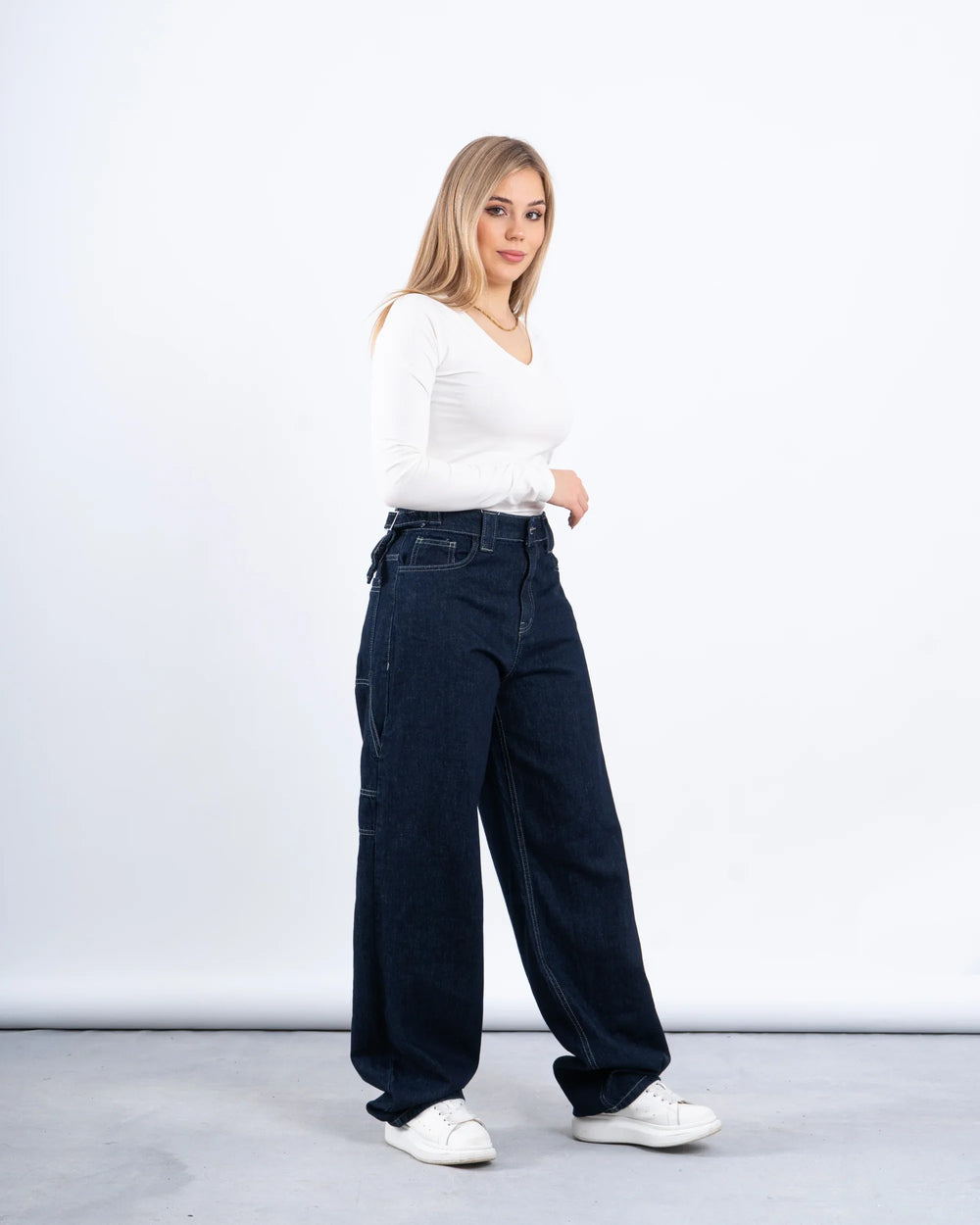 Utility Wide-Leg Denim Pants - Venti