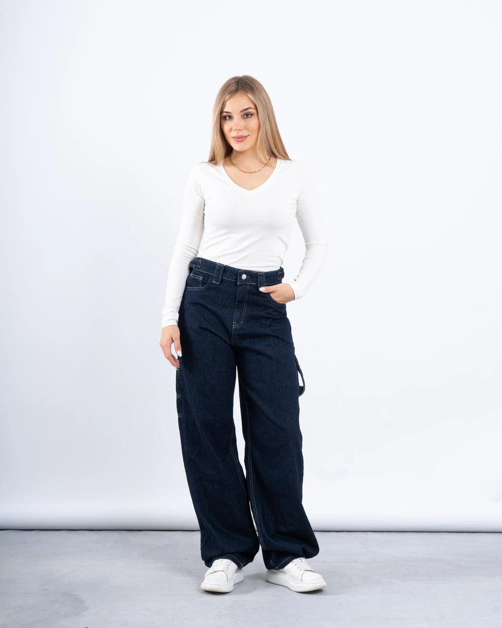 Utility Wide-Leg Denim Pants - Venti