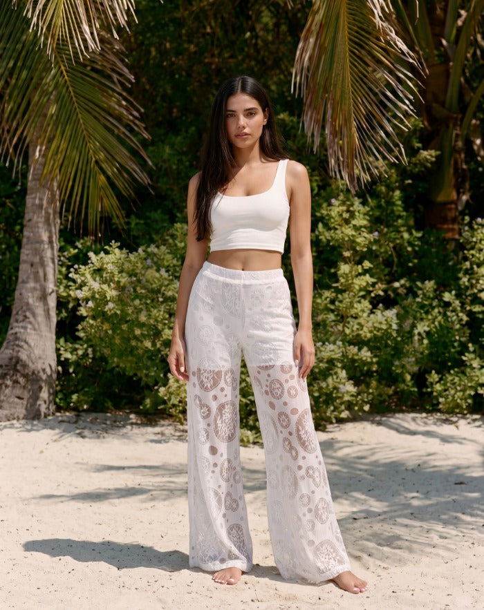 Woman Lace Wide-Leg Beach Pants