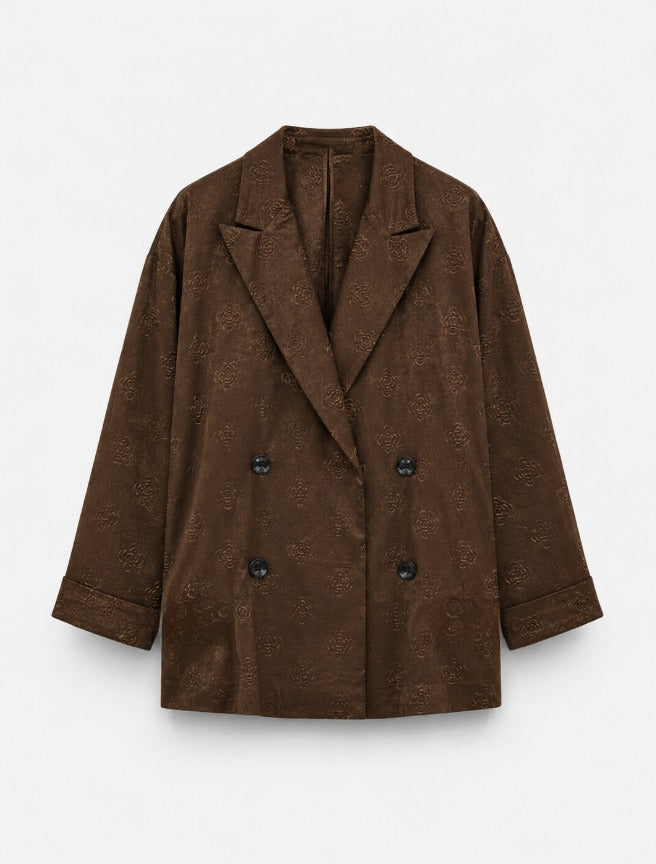 Women jacquard satin blazer