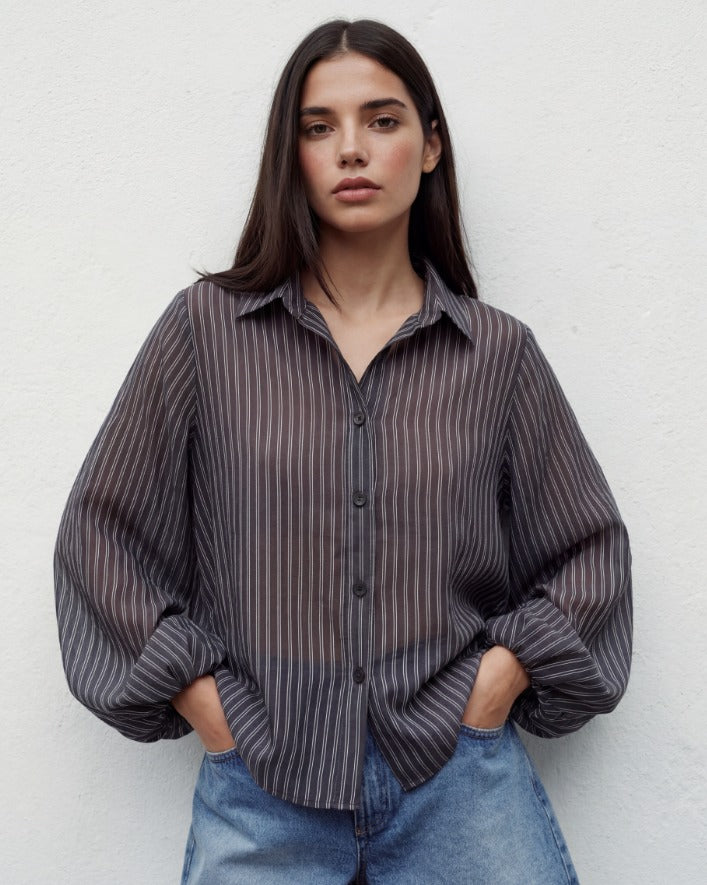 Striped Puff Sleeve Shirt