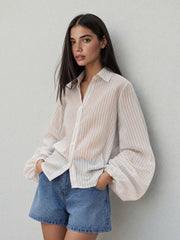 Striped Puff Sleeve Shirt