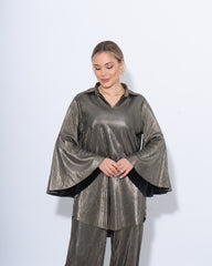 Metallic Pleated Top