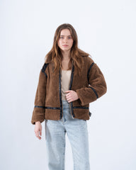 Women teddy zip up jacket