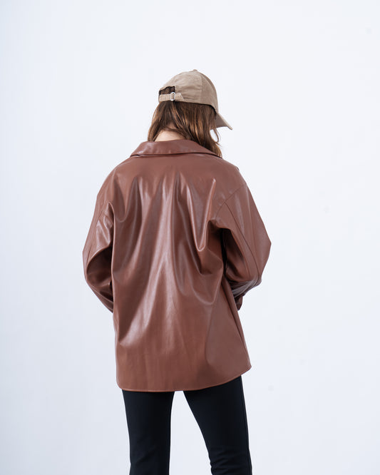 Oversized Faux Leather Shirt