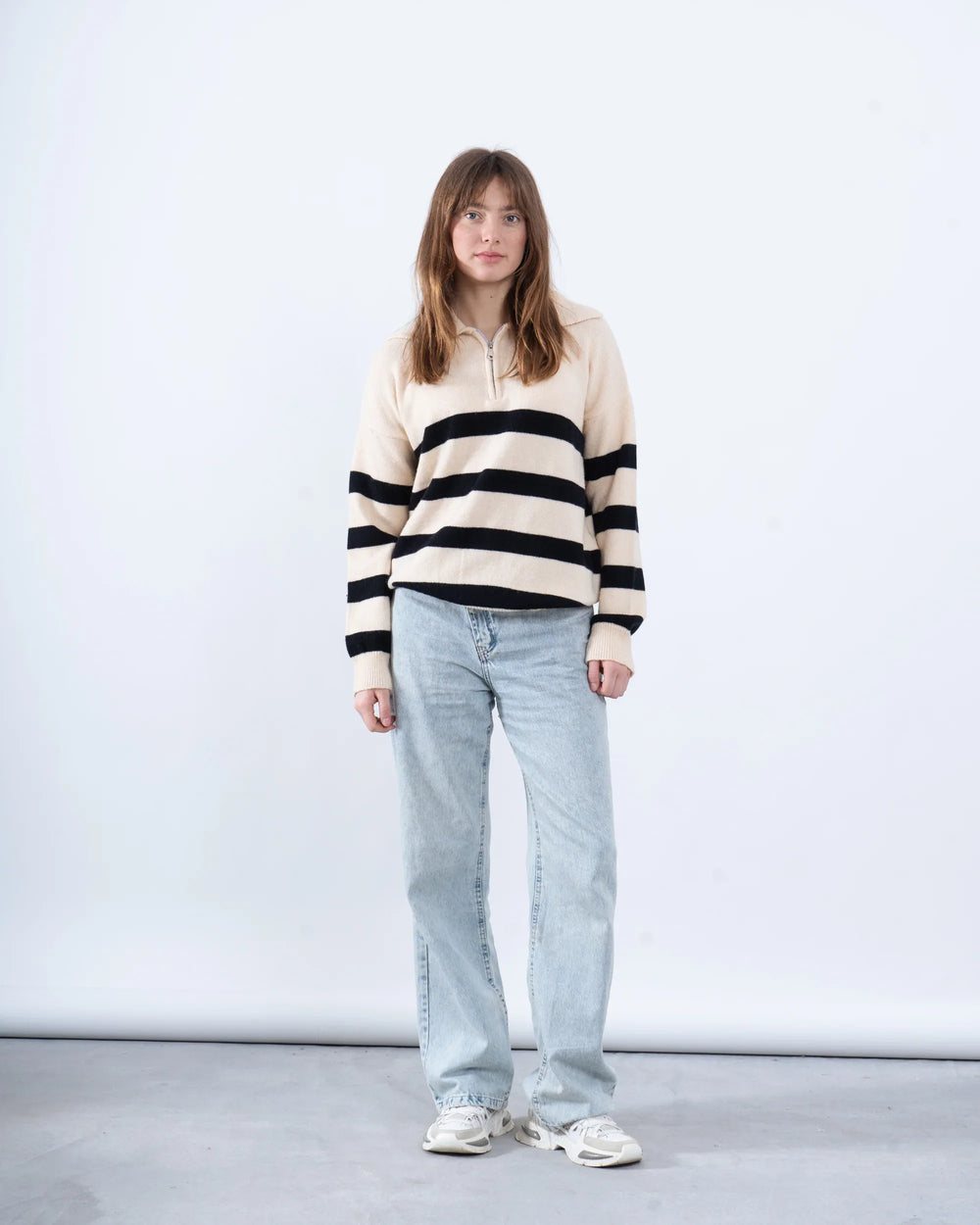 Striped Knit Polo Pullover - Venti