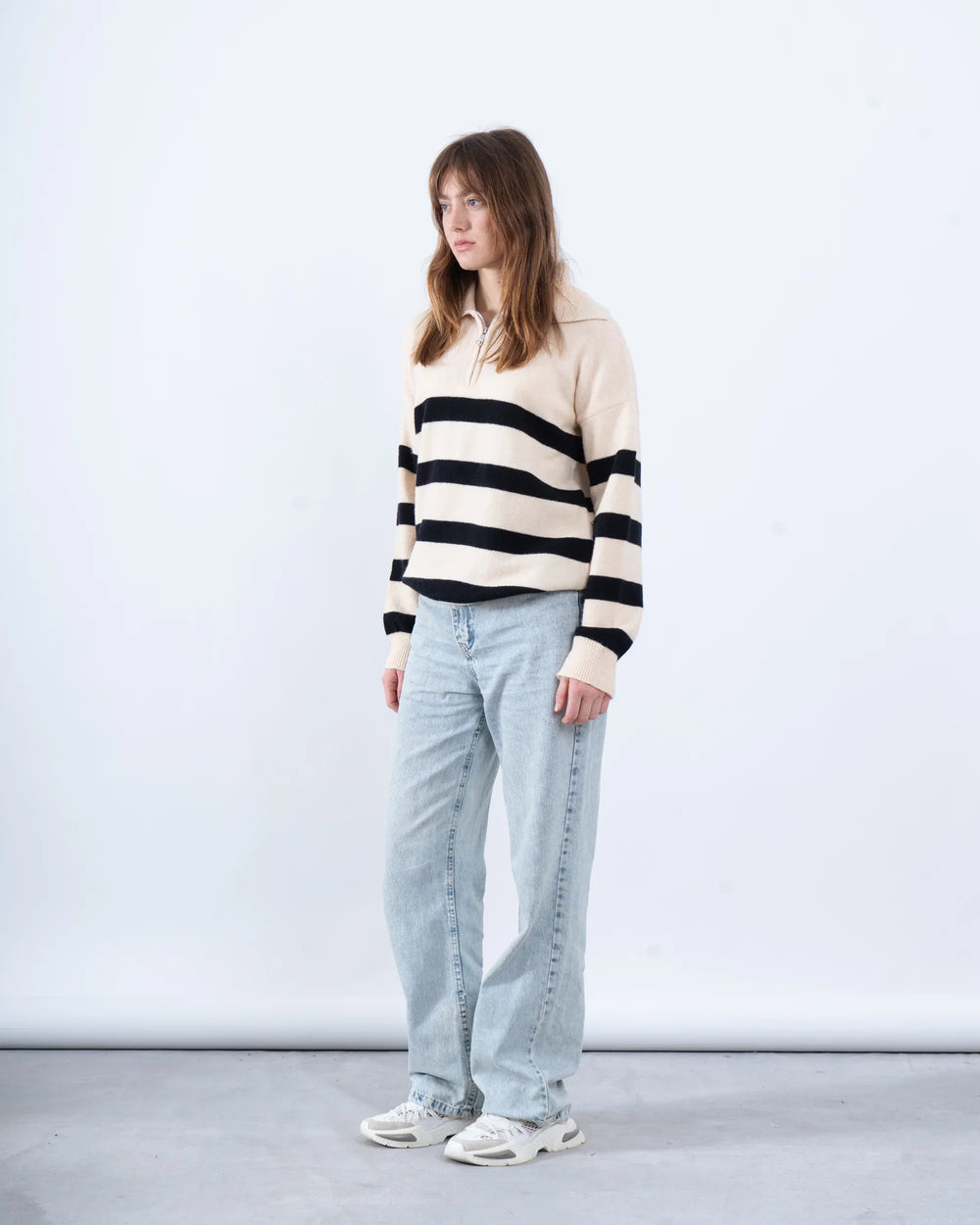 Striped Knit Polo Pullover - Venti