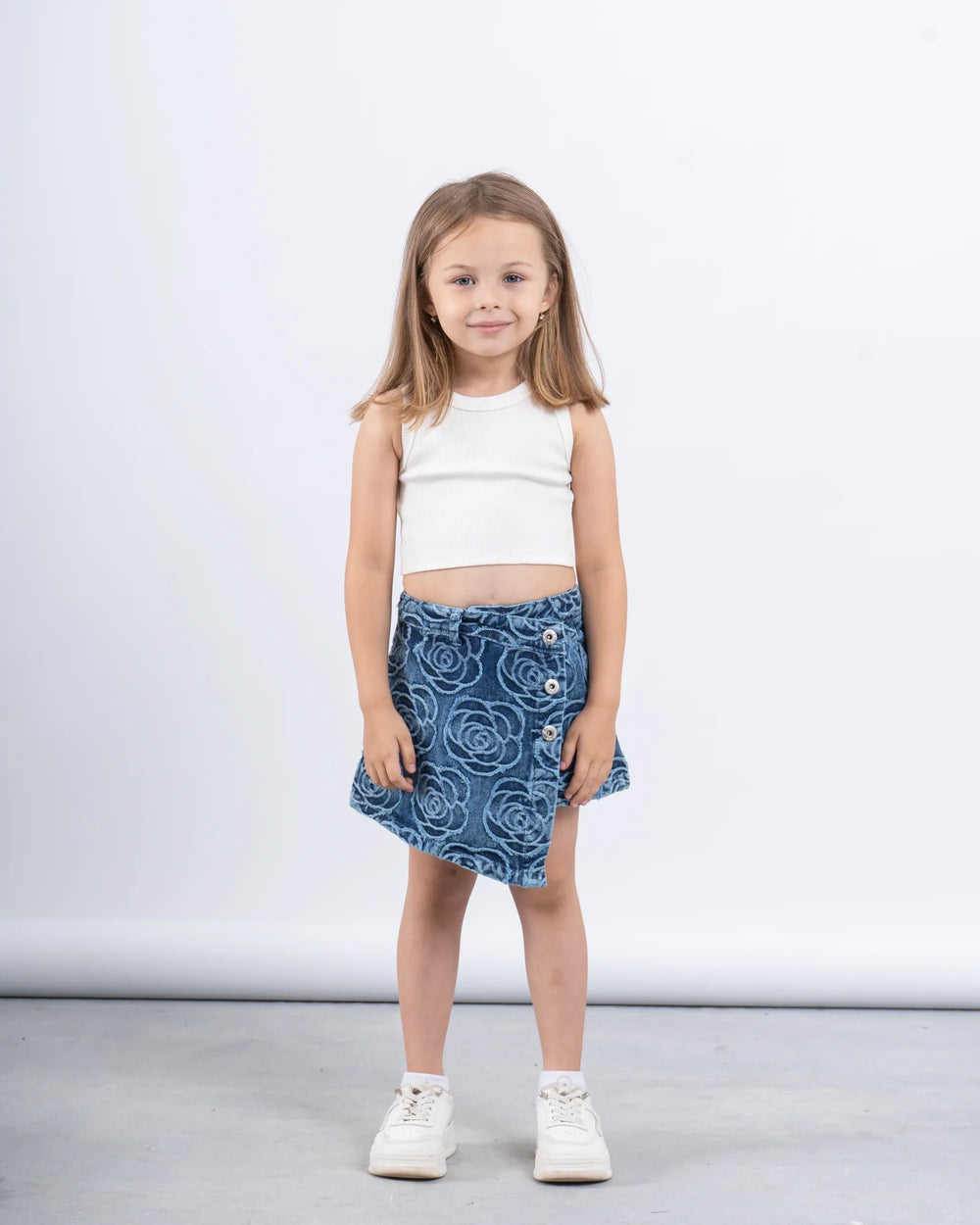 Jacquard Patterned Denim Skort - Venti