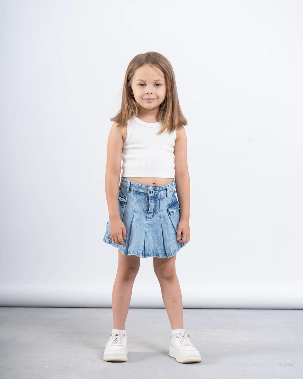 Denim Pleated Skort - Venti