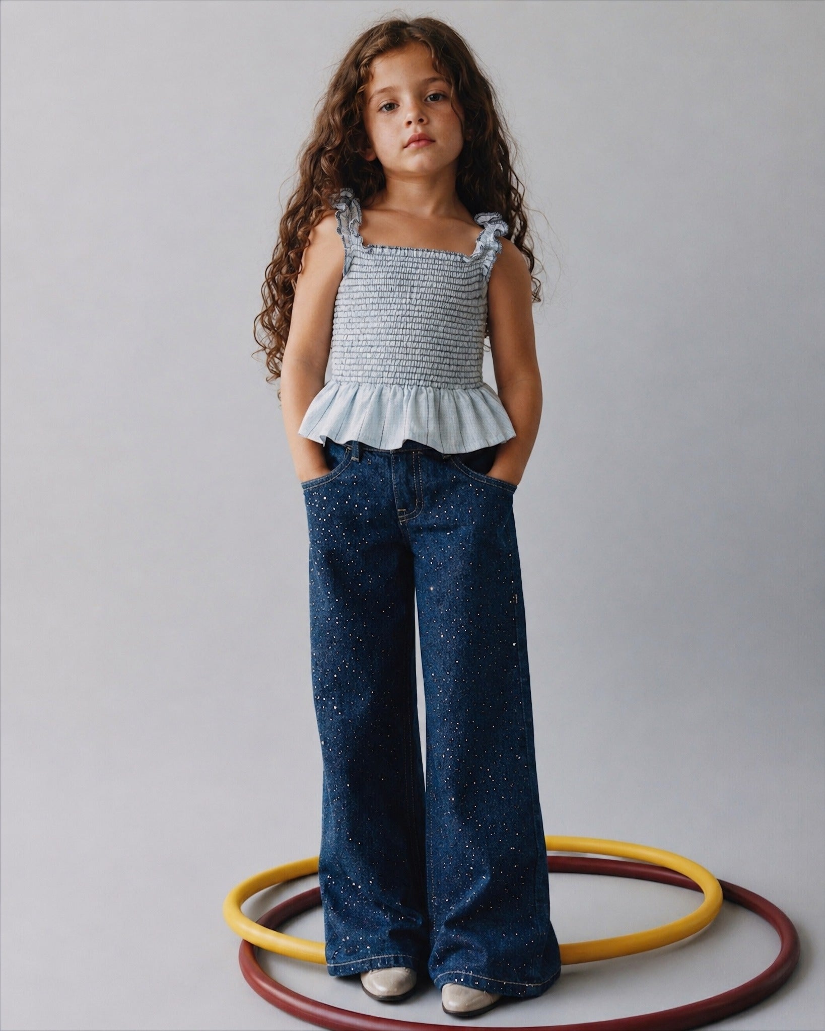 Girl sparkled denim pants