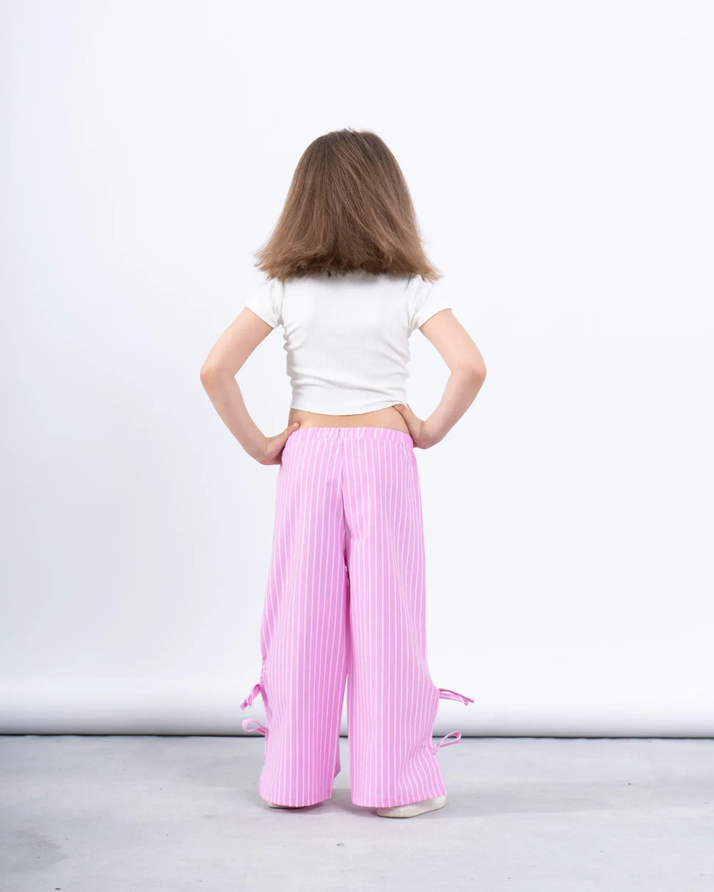 Striped Wide-Leg Pants with Side Ribbons - Venti