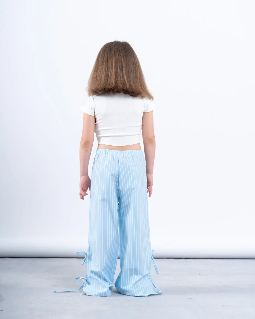 Striped Wide-Leg Pants with Side Ribbons - Venti