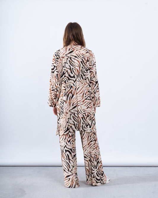 Animal Print Zebra Long-Line Cardigan