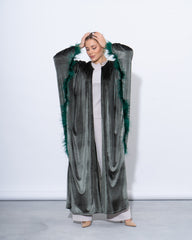 Feather-Trim Velvet Kaftan