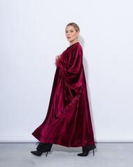 Feather-Trim Velvet Kaftan