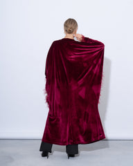 Feather-Trim Velvet Kaftan