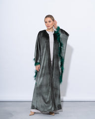 Feather-Trim Velvet Kaftan