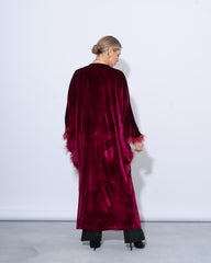 Feather-Trim Velvet Kaftan