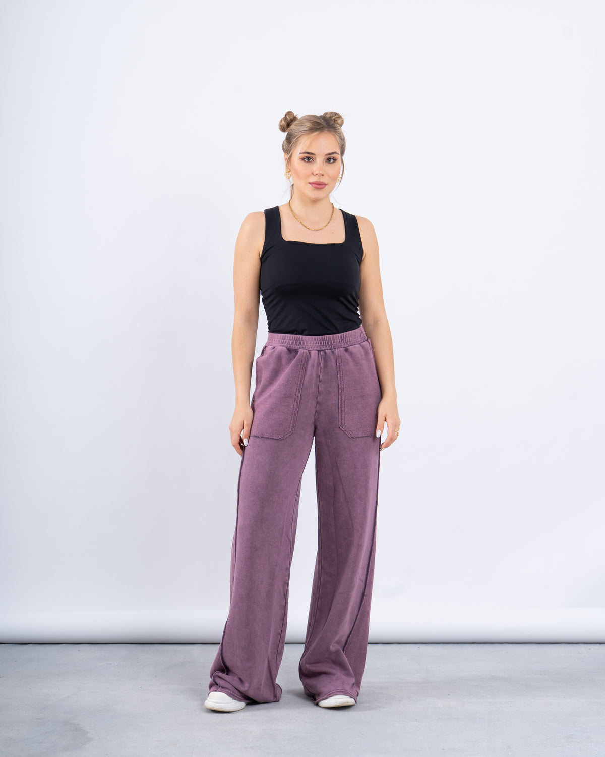 Acid-Wash Wide-Leg Pants