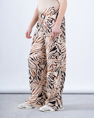 Zebra Print Wide-Leg Pants