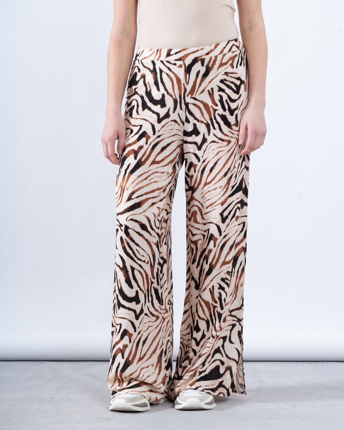 Zebra Print Wide-Leg Pants