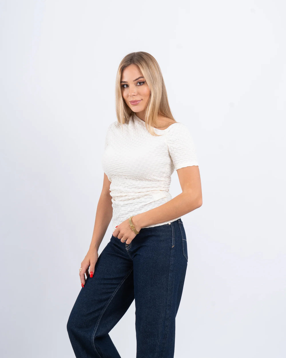 Crushed Texture Fitted Top - Venti