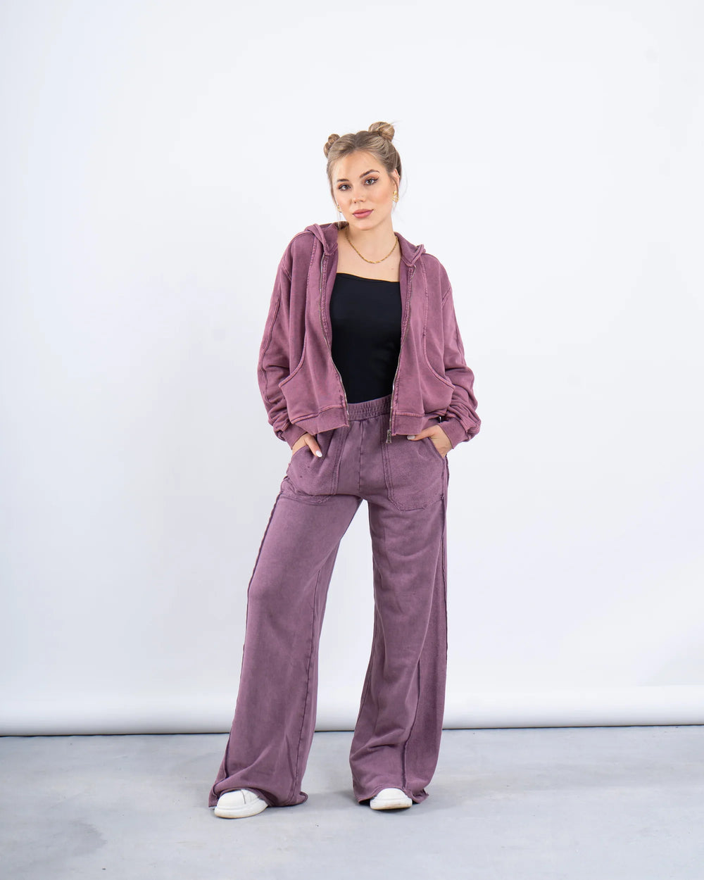 Acid-Wash Zip-Up Hoodie - Venti