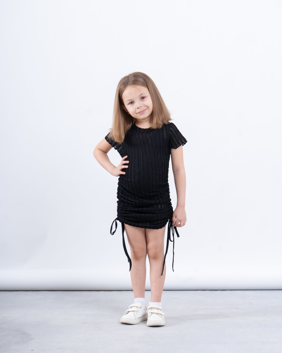 Girls’ Ribbed Ruched Dress