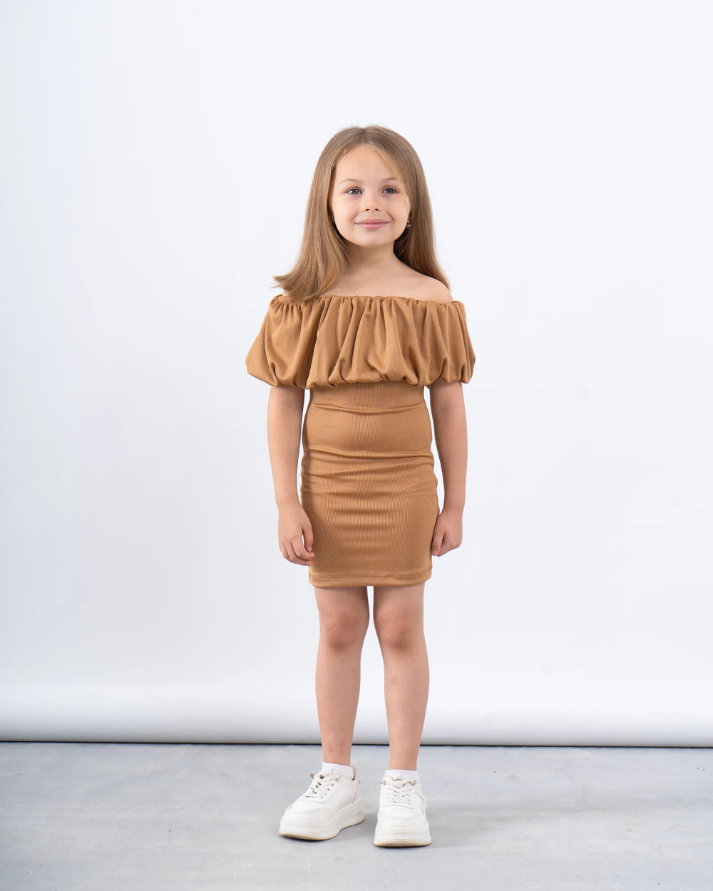 Off-Shoulder Ribbed Dress - Venti