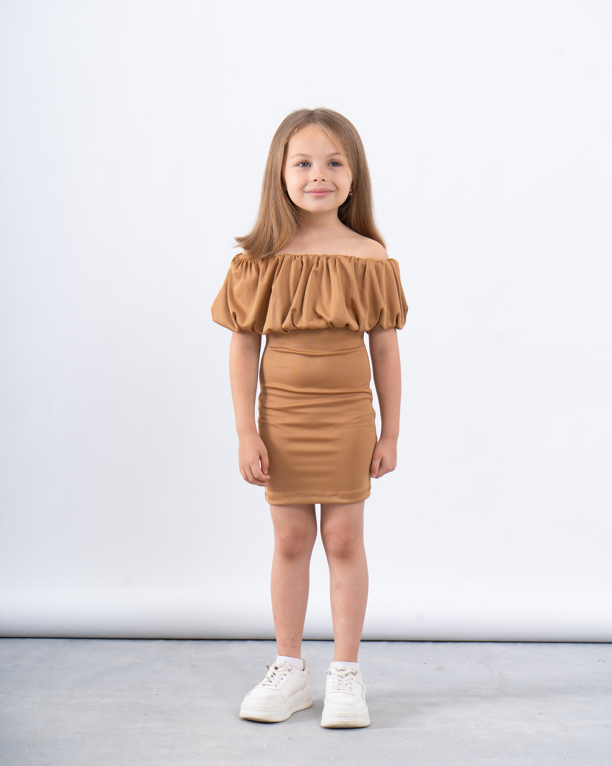 Off-Shoulder Ribbed Dress