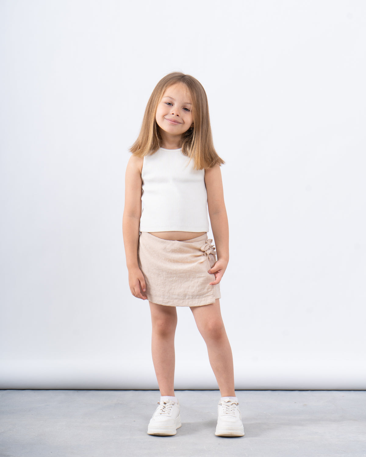 Side Tie Linen Skort