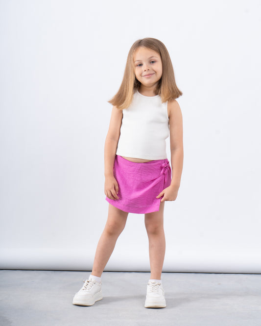 Side Tie Linen Skort