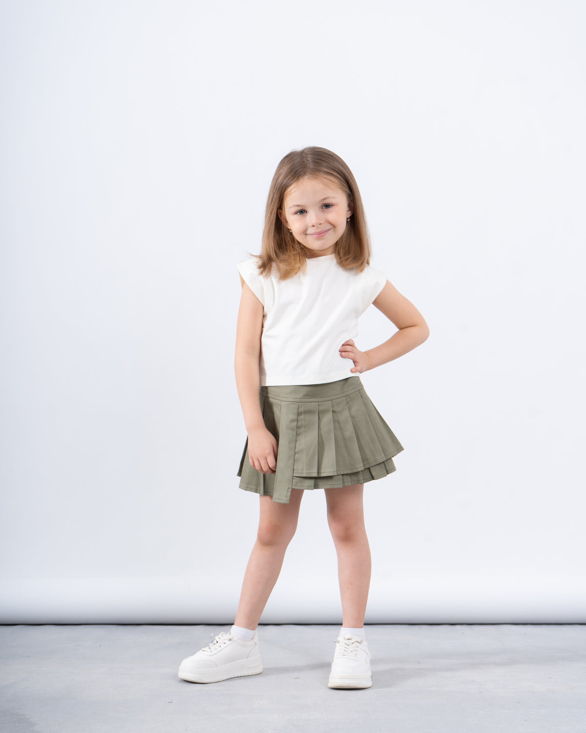 Twill Pleated Skirt