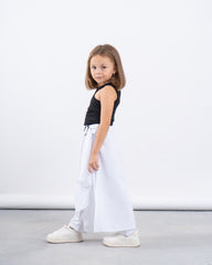 Linen Wrap Skirt-Pants With Buckle
