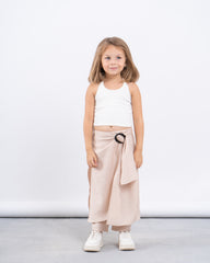 Linen Wrap Skirt-Pants With Buckle