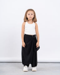 Linen Wrap Skirt-Pants With Buckle
