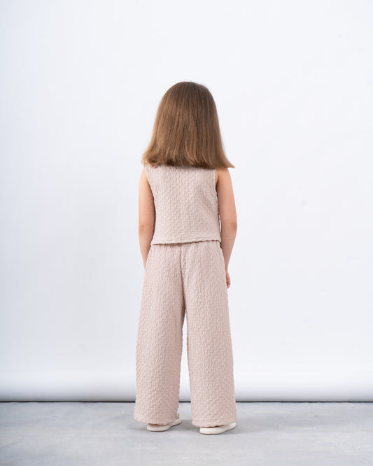 Crushed Textured Wide-Leg Pants 