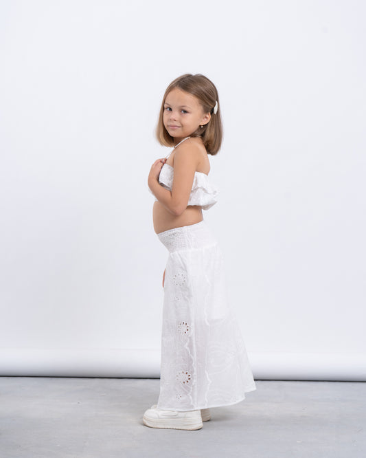 Broderie Extra Wide-Leg Pants